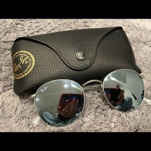 Silver mirrored circle rayban sunglasses